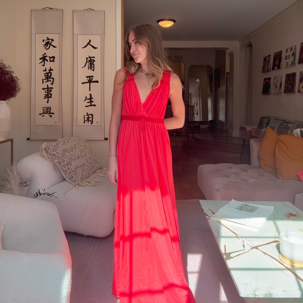 Vintage Vibrant Red Maxi Dress